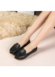 Women Genuine Leather Flats Spring Summer Breathable Comfortable Casual Shoes Femme Loafers Ladies Flat Shoes Nurse