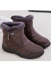 2021 women shoes waterproof boots for women zipper ankle chunky boots female winter snow boots women boots plus size botas mujer