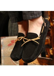 High Quality Men's Leather Shoes Lace Up Soft Sole Driving Shoes Casual Breathable Moccasin Shoes For Men