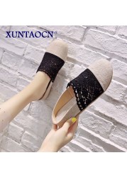 New Spring Autumn Summer Ladies Casual Sweet Fashion Hollow Out Weave Women Shoes Comfortable Round Toe Slippers Shoes 2 Colors