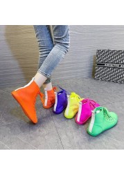 Rose Red Yellow Purple Orange Green Color Microfiber Leather High Quality Sneakers Women Running Shoes Leather Women Sneakers