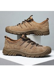 Breathable Men Casual Hiking Shoes Suede + Mesh Outdoor Men Sneakers Lace Up Climbing Shoes Quick Dry Water Shoes Men Shoes