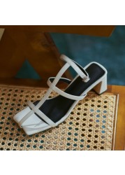 Tuyoki Size 33-40 Women Real Leather Sandals Fashion Buckle High Heels Summer Shoes Woman Sexy Party Office Lady Shoes