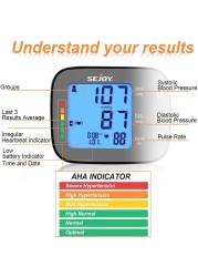 جهاز مراقبة ضغط الدم الذراع العلوي التلقائي BP الكفة آلة مع عرض الخلفية الإنجليزية والإسبانية الحديث للاستخدام المنزلي