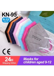 ffp2 kids mask anti-dust breathable 5 layers multicolor european specification reusable girls 9-12 years kn95 face mask