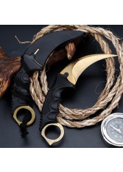 ريال مكافحة سترايك Karambit سكين شفرة مثبتة Lore غمد النمر الأسنان قوس قزح أدوات تكتيكية لحفظ الحياة أداة الصيد السكاكين