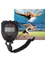 New Classic Waterproof Digital Professional Portable LCD Handheld Sports Stopwatch Timer Stop Watch With Chain For Sports