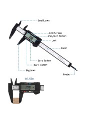 Electronic digital caliper digital caliper plastic fiber body with 0-6 inch/mm large LCD display vernier caliper