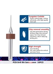 XCAN PCB Drill Bit 0.1-1.0mm Tungsten Carbide Mini Drill Bit for Circuit Board Printing