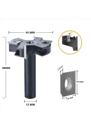 Dreanique 2-Flute Wood Planer Bit 38.1mm 45mm Cutting Diameter 8 12mm Shank Spoilerboard Surfacing Router Bit Insert Carbide Slab