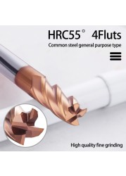 HRC55 كربيد نهاية مطحنة 1 2 4 5 6 8 10 12 مللي متر 4Flutes قاطعة المطحنة قطع الحديد القاطع CNC ماتشينج CNC EndMill قاطعة المطحنة