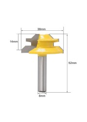 1/2" 1/4" 8mm Shank 45 Degree Lock Miter Router Bit 8*1-1/2 8*1-3/8 Tenon End Cutter Milling Tools for Woodworking