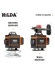 HILDA 12/16 lines 3/4D self-leveling laser level 360 horizontal and vertical cross super powerful green laser level