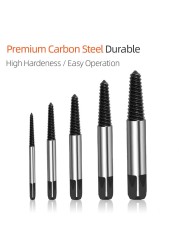 Hi-Spec 5/6pcs Screw Extraction Coarse Fine Tooth Broken Bolt Remover Drill Bit For 1/2 3/4 Tap Triangle Valve Water Pipe