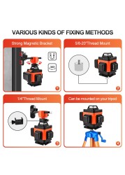 GOXAWEE 360 Laser Level 16/12 Lines 3D/4D Self Leveling Laser Bevel Cross Green Horizontal Vertical Beam for Construction Tools