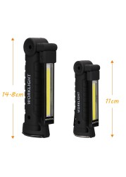 COB LED Flashlight Portable USB Rechargeable 5 Mode Car Work Light Magnetic Torch Hanging Hook Lamp for Camping Repair