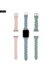 URVOI Braided Genuine Leather Strap for Apple Watch series es7 6 SE 5 4 3 2 1 Woven Strap for iWatch 41 45mm Classic Design Buckle