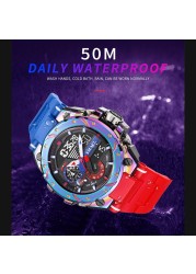 Quartz Watch Men Wristwatches SMAEL Watchfull Red Band 50M Water Resistant Analog Alarm Watch Digitals 8060 Sports Watches