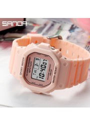 SANDA Fashion Simple Sports Watch Women Casual Military Watches Alarm Clock Shock Resistant Waterproof Digital Watches Female 293