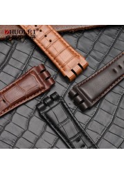 For swatch watchband 23mm New High Quality Mens Soft Waterproof Genuine Leather Watchband Straps Black Brown Cowhide Bracelet