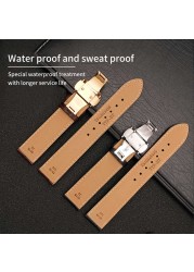 19mm 20mm 21mm 22mm Genuine Leather Watch Band For Tissot T035 Lilock T063 T41 Curved End Handmade Watch Strap Butterfly Buckle