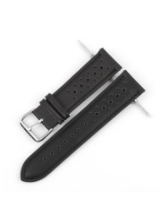 Handmade watch strap 18mm 19mm 20mm 22mm leather strap black brown blue breathable porous watches #C