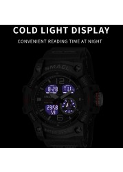 SMAEL 2022 New Men's Watches Dual Time Military Watches 50M Waterproof Men 8007 Shock Resistant Sport Watches Wtach Gifts