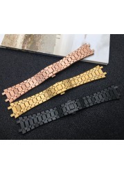 21mm 26mm Silver Black Gold Full Stainless Steel Bracelet for Audemars Piguet Royal Oak Strap Watch Band Accessories for 15400