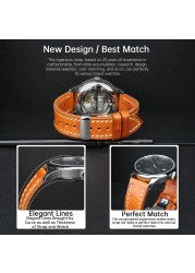 Top Quality Leather Watchband Brown Real Italian Calfskin Watch Band 18-26mm With Solid Automatic Butterfly Buckle Watch Straps