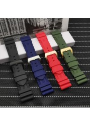 24mm 26mm Waterproof Silicone Rubber Watchband Replacement for Panerai Strap for Panerai Submersible Radiomir Sport Rubber Strap