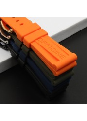 26mm Black Blue Orange Green Silicone Rubber Watchband Replacement for Panerai Strap Pin Buckle Waterproof Watch Accessories