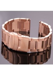 Stainless Steel Watch Band Strap Women Men Metal Watchband Link Bracelet 18mm 20mm 22mm 24mm Accessories Silver Rose Gold Black