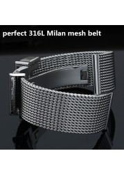 Watch Accessories Folding Clasp 20mm 22mm Milanese Stainless Steel Mesh Watch Band Best For IWC Portofino Family Chain Strap