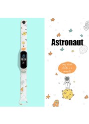 Suitable for Mi band 4/5/6 wristband 3 nfc version strap cartoon cute Akita astronaut printing silicone sports watch wristband