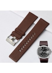 Diesel Watch Band Leather Replacement 26mm 27mm For DZ73 Series Watch Strap Wrist Band Black Brown Watch Belts