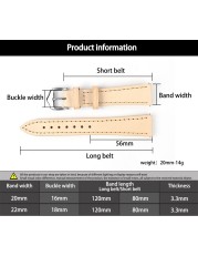 جلد طبيعي حزام ساعة اليد 20 مللي متر 22 مللي متر كريم حزام حزام الساعات الجلدية عالية الجودة اليدوية للجنسين حزام خمر