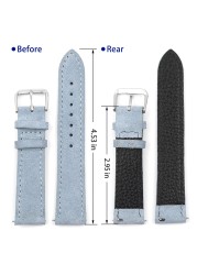 Soft Suede Leather Watch Band 18mm 19mm 20mm 22mm 24mm Blue Watch Straps Stainless Steel Buckle Watch Accessories