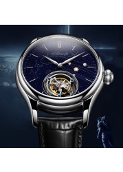 luxury tourbillon skeleton movement mechanical watch men goldstone sapphire aesop manual tourbillon watch for men montre homme