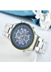 Luxury Japan Brand Men's Quartz Watches Blue Angel World Chronograph Wristwatches Business Casual Steel Leather Band Clock Clock