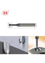 BB Thread Mill Coated Solid Carbide 3 Teeth Mini ISO UNC UNF Pitch CNC Internal Machining Cutter Tool M3 M4 M5 M6 M8 Tap