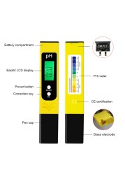 PH رصد الحموضة قياس المياه جهاز اختبار جودة الماء لحوض السمك بركة مياه الشرب PH أداة قياس