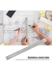 Double Side Stainless Steel Straight Ruler Precision Measuring Tool 15/20/30/40/50cm Ruler Student School Office Supplies