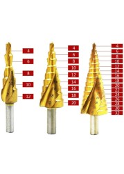 4-12mm 4-20mm 4-32mm HSS Straight Groove Step Drill Bit Wood Metal Hole Cutter Core Drill Power Tool Kit Drill Tool