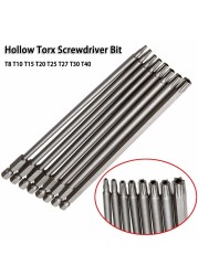 1pc 200mm long T8-T40 magnetic torx screwdriver bits set electric screwdriver head T8, T10, T15, T20, T25, T27, T30, T40