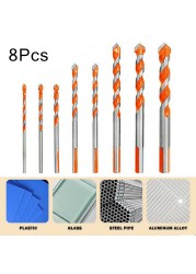 8pcs briel bits multi-material triangle drill bit set diamond for tile concrete bricks glass plastic wood stone 3-12mm