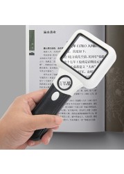 5x 45x Illuminated Magnifier with 3LED+UV Reading Lamp Magnification Loupe Glass Jewelry Banknote Inspection Handheld Tool