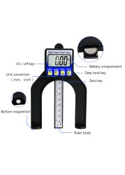 Digital LCD Depth Gauge Height Gauge 0-80mm 0.01mm Caliper with Magnetic Feet for Tables Router Woodworking Measuring Tools