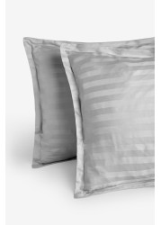 100% Cotton 300 Thread Count Satin Stripe Collection Luxe Duvet Cover and Pillowcase Set