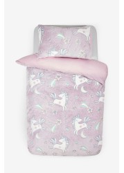 Glow In The Dark Fleece Unicorn Duvet Cover and Pillowcase Set