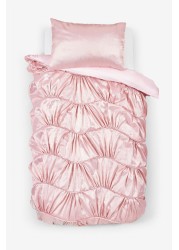 Princess Ruched Shimmer Duvet Cover and Pillowcase Set